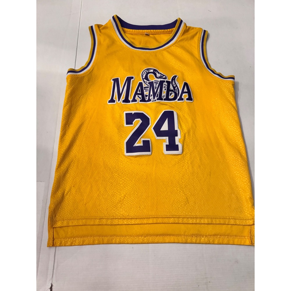 Kobe Bryant Mamba 24 Basketball Jersey Yellow Snakeskin Mesh Mens Medium